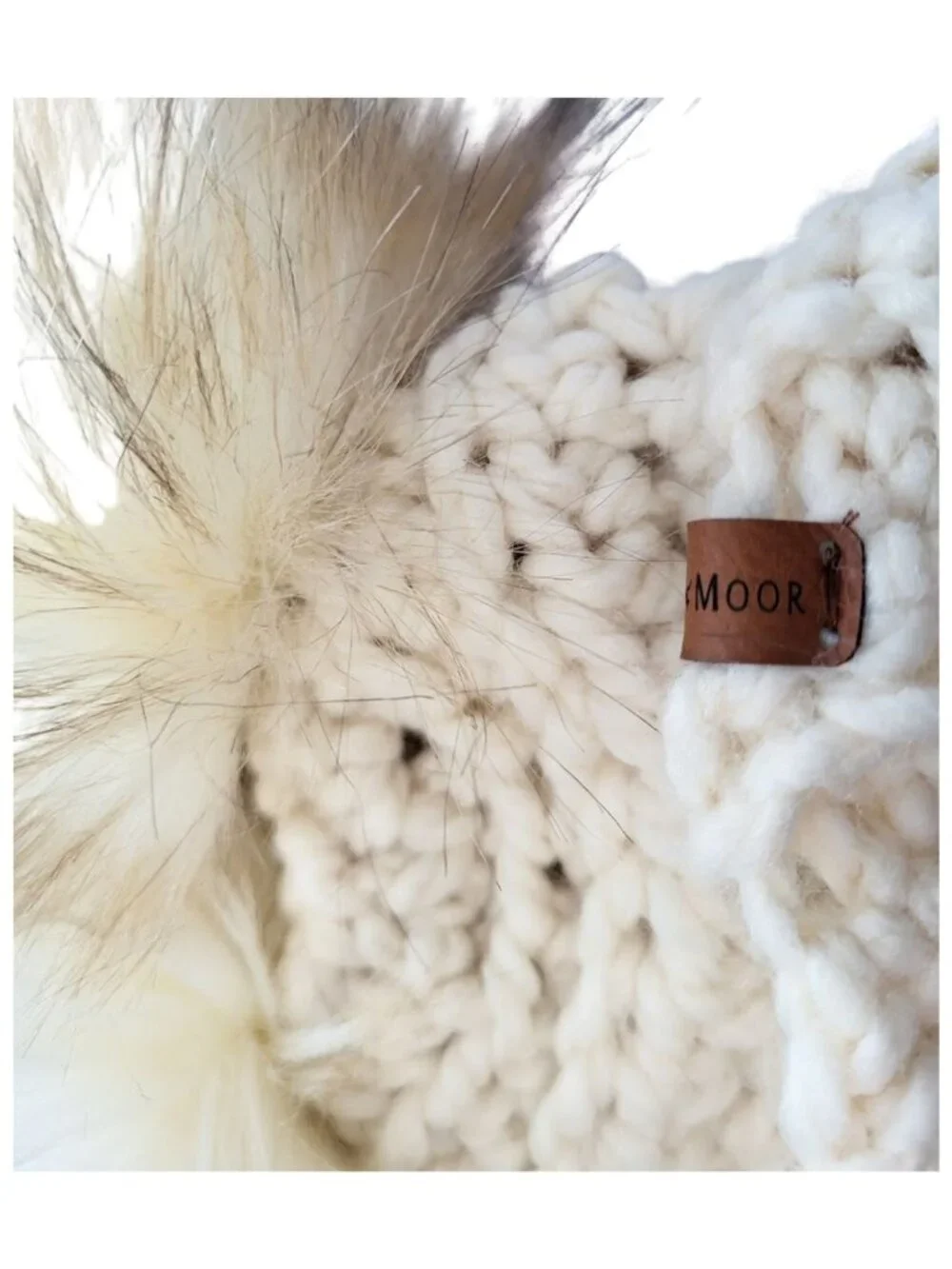 STITCHES & MOOR Chunky Knit Double Pom-Pom Faux Fur Beanie Hat - Infants 0-12 M